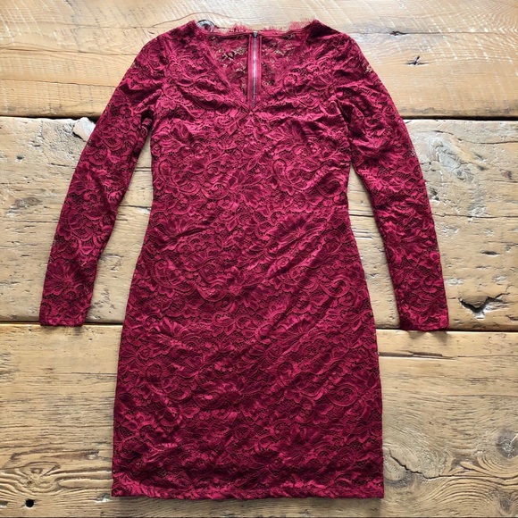 Gorgeous Wine Lace Party Dress - Picture 3 of 5